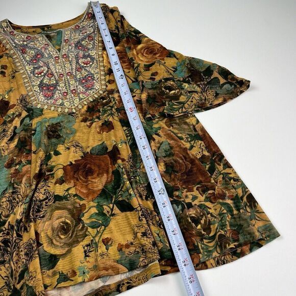 Soft Surroundings Miranda Floral Embroidered Tunic Top L Cottagecore Boho - Picture 7 of 9